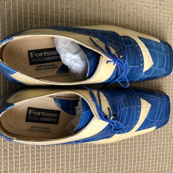 Fortune From Liberty Blue Croc Pattern Leather Oxfords main image 9